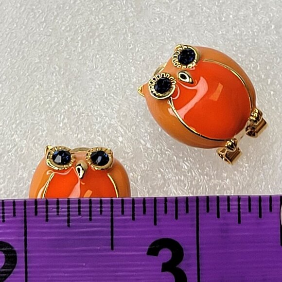 Orange Owl Earrings - Picture 5 of 9